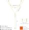 Zeffy Lariat Gold Necklace for Women, Dainty Long Necklace 14k Gold/Silver Plated Layered CZ Beaded Bar Chain Y-Shaped Body Chain Stack Drop Wedding Necklace Trendy Simple Gold Jewelry Gifts