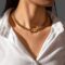 Classic silvery Letter Necklace – Stylish Cuban Chain Choker – Elegant Gift for Women & Teens
