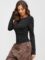 ANRABESS Women Long Sleeve Button Down Shirts Ribbed Knit Slim Fitted Crop Tops 2025 Fall Y2K Dressy Casual Trendy Outfits