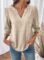 Dokotoo 3/4 Length Sleeve Womens Tops Dressy Casual V Neck Cute T-Shirts Hollow Out Blouses