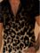 Verdusa Men’s Leopard Print Button Down Shirt Short Sleeve Collar V Neck Casual Shirts