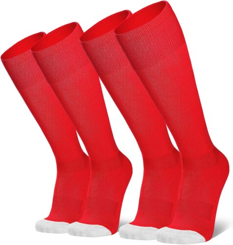 2 Pairs Baseball Soccer Softball Socks for Youth Adult Over-the-Calf Knee High Socks for Boy Girl
