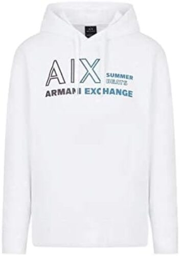 A|X ARMANI EXCHANGE Men’s Organic Cotton French Terry Seasonal Summer Beats Basic Hoodie