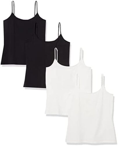 Amazon Essentials Women’s Slim-Fit Camisole (Available in Plus Size), Pack of 4