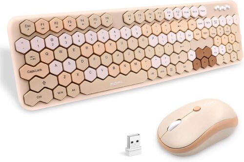 2.4GHz Wireless Keyboard and Mouse Combination,Honeycomb Shaped 17-inch Keyboard for Teenagers’ laptops and PCs