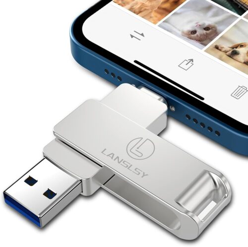 256GB Flash Drive for Phone Photo Stick,Phone Flash Drive USB 3.0 External Storage,3 in 1 Phone Thumb Drive Memory Stick for Phone/Pad/Android/PC/Mac (256GB, Silver)