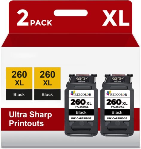 260XL Black Compatible Ink Cartridge Replacement for Canon 260 PG260 PG-260 XL Black Ink for TR7020 TR7020a TR7022 TS6420 TS6400 TS5300 TS5320 TS6420a Printer,PG260XL BK 2-Pack