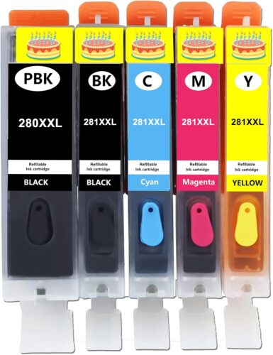280XL 281XL 280 XL 281 XL Refillable Ink Cartridges for Printer TS702 TS702a Work with PIXMA TS6120 TS6220 TS6320 TS8120 TS8220 TS8320 TR7520 TR8520 TR8620 TS9120 TS9520 TS9521C