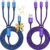 2Pack 4FT USB Multi Charging Cable, 3 in 1 Universal Charging Cable for Multiple Devices, Nylon Braided Phone Charger Cord with Type C, Micro USB, Lightning Port