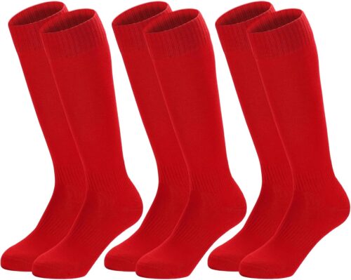 3 Pairs Kids Youth Baseball Socks Cushioned Soccer Football Softball Socks for Boys Girls