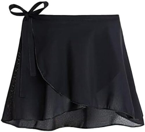 Domusgo Girls Women Ballet Skirts Adjustable Wrap Chiffon Dancewear for Competition Party Celebration Pink Black