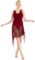 YiZYiF Lyrical Women Adult Dance Dress Leotard Mesh Neck Dancewear Flowy Long Slit Skirt