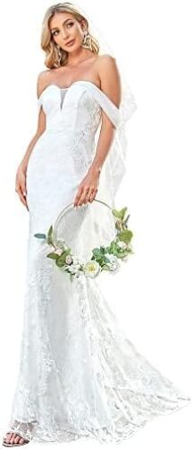 Ever-Pretty Women’s Off-Shoulder Mermaid Sweep Train Long Wedding Dresses for Bride 0136C