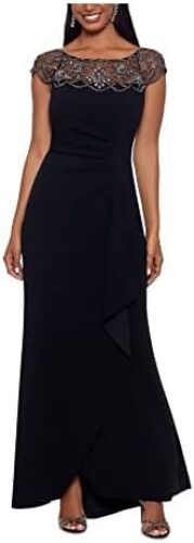 Xscape Long Scuba Crepe with Bead Top