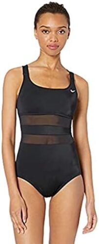 Nike Women’s Standard Mesh Solid Edge V-Back One Piece Swimsuit