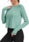 Bestisun Long Sleeve Cropped Tops Athletic Workout Athletic Yoga Gym Crop Tops for Women