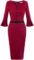 MUXXN Women’s 3/4 Sleeve Midi V Neck 1950s Vintage Business Office Formal Wear to Work Sheath Pencil Dress
