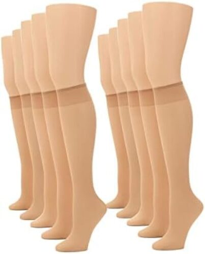No nonsense Women’s Sheer Knee High Value Pack with Comfort Top