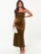 Caracilia Womens Satin Tube Sexy Backless Cut Out Formal Wedding Guest Evening Party Maxi Dresses
