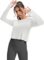 Mippo Cropped Long Sleeve Workout Tops Open Back Athletic Gym Yoga Shirts with Thumb Hole