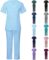Scrub for Women Set Modern V-Neck Solid Top Workwear Drawstring Threaded Pant Legs Uniforms Athletic Stretch Set