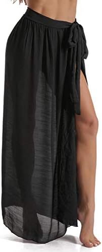 Eicolorte Beach Sarong Pareo Womens Semi-Sheer Swimwear Cover Ups Short Skirt with Tassels