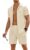 COOFANDY Men’s 2 Pieces Shirt Sets Short Sleeve Casual Button Down Hippie T-Shirts Shorts Sets Summer Fashion Beach Outfits