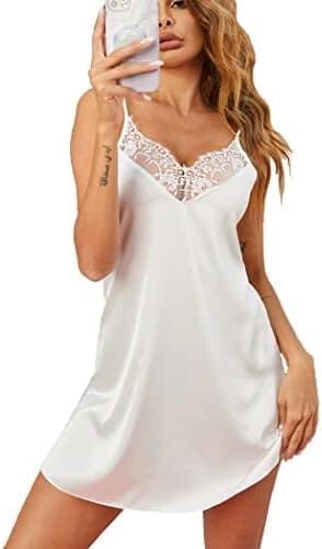 Women’s Bridal Babydoll: Ekouaer’s Silk Nightgown, Chemise Slip Negligee Nightie with Satin Lace for a Sexy and Elegant Look