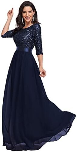 Ever-Pretty Women’s Round Neck Sequin Maxi Dress Long Evening Dress 0683
