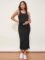 Romwe Women’s Maternity Rib Knit Split Side Sleeveless Bodycon Tank Pencil Dress