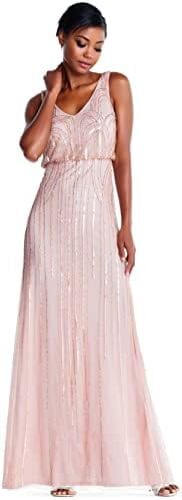 Adrianna Papell Women’s Beaded V-Neck Blouson Gown