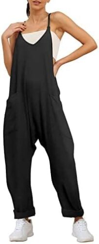 Trendy Queen Womens Jumpsuits Casual Summer Onesie Rompers Sleeveless Loose Baggy Overalls Jumpers with Pockets 2023 Clothes