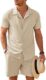 COOFANDY Mens Two Piece Outfits Sets Casual Button Down Short Sleeve Shirt and Shorts