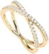 PAVOI 14K Gold Plated X Ring Simulated Diamond CZ Criss Cross Ring for Women