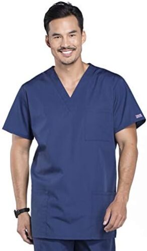 Cherokee Women and Men V-Neck Scrub Top with 3 Pockets 4876