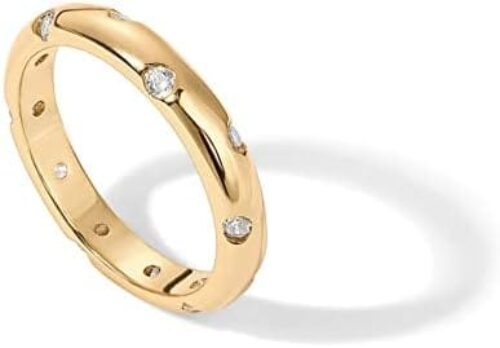 PAVOI 14K Gold Plated CZ Rings for Women | Stackable Ring Band for Women