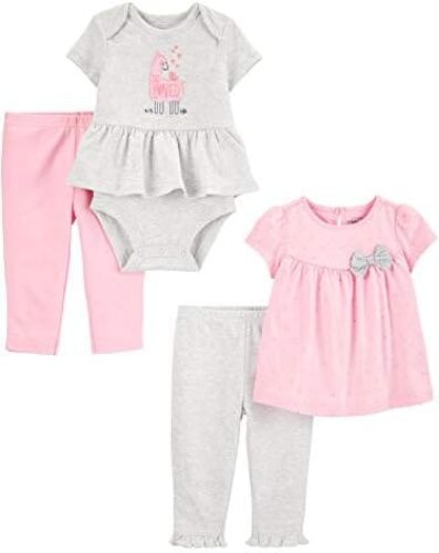 Simple Joys by Carter’s Baby Girls’ 4-Piece Bodysuit and Pant Set