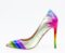 Reindee Lusion Womens High Stiletto Music Note Printed Closed Toe Sexy Rivets Pumps Shoes