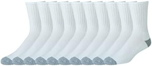 Amazon Essentials Men’s Cotton Half Cushioned Crew Socks, 10 Pairs