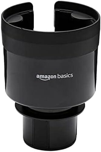 Amazon Basics Expandable Car Cup Holder with Adjustable Base, Fit Big Bottles 3.4 to 3.8 Inch, Black