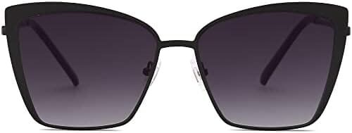 SOJOS Cateye Sunglasses for Women Fashion Mirrored Lens Metal Frame SJ1086