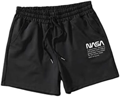 GORGLITTER Men’s Casual Slogan Graphic Track Shorts Drawstring Elastic Waist Running Streetwear Shorts with Pockets