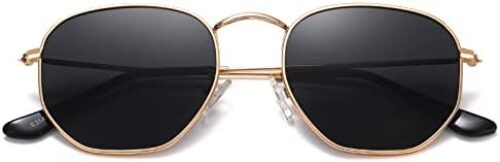 MEETSUN Polarized Hexagon Sunglasses for Women Men Polygon Square Sun Glasses UV400 Protection Metal Frame
