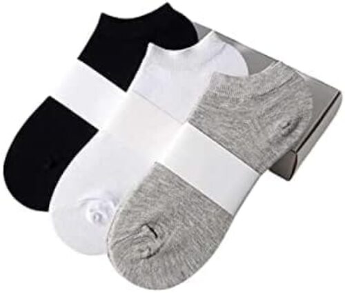 3 Pairs Comfy Ankle Socks, Sporty Grey, Black & White Solid Color Sock Pack, Women’s Stockings & Hosiery