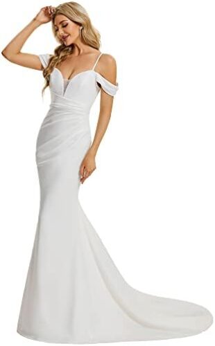 Ever-Pretty Women’s Cold Shoulder V Back Mermaid Long Summer Wedding Dresses 01708