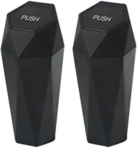 YAKEFLY Mini Car Trash Can,Mini Trashcan with Lid,Portable Leakproof Vehicle Trash Bin,Diamond Design Car Dustbin Car Dustbin Organizer for Cup Holder,Mini Garbage Bin for Car (2 PCS)