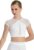 Balera Womens Cap Sleeve Illusion Mesh Detail Crop Top for Girls Dance