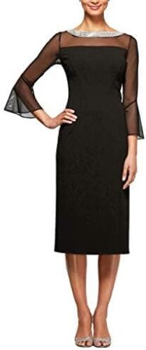 Alex Evenings Women’s Short Shift Dress with Embellished Illusion Detail