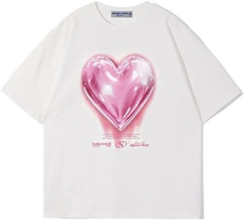 Aelfric Eden Men’s Love Balloon Graphic Tees Summer Short Sleeve Printed Cotton T Shirts Casual Harajuku Tops