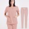 Scrubs Set for Women Joggers V-Neck Pocket Top Uniforms Athletic Stretch Set Workwear Drawstring Threaded Pant Legs